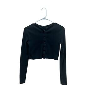 Brandy Melville Blue Button Down Cropped Long Sleeve one size.